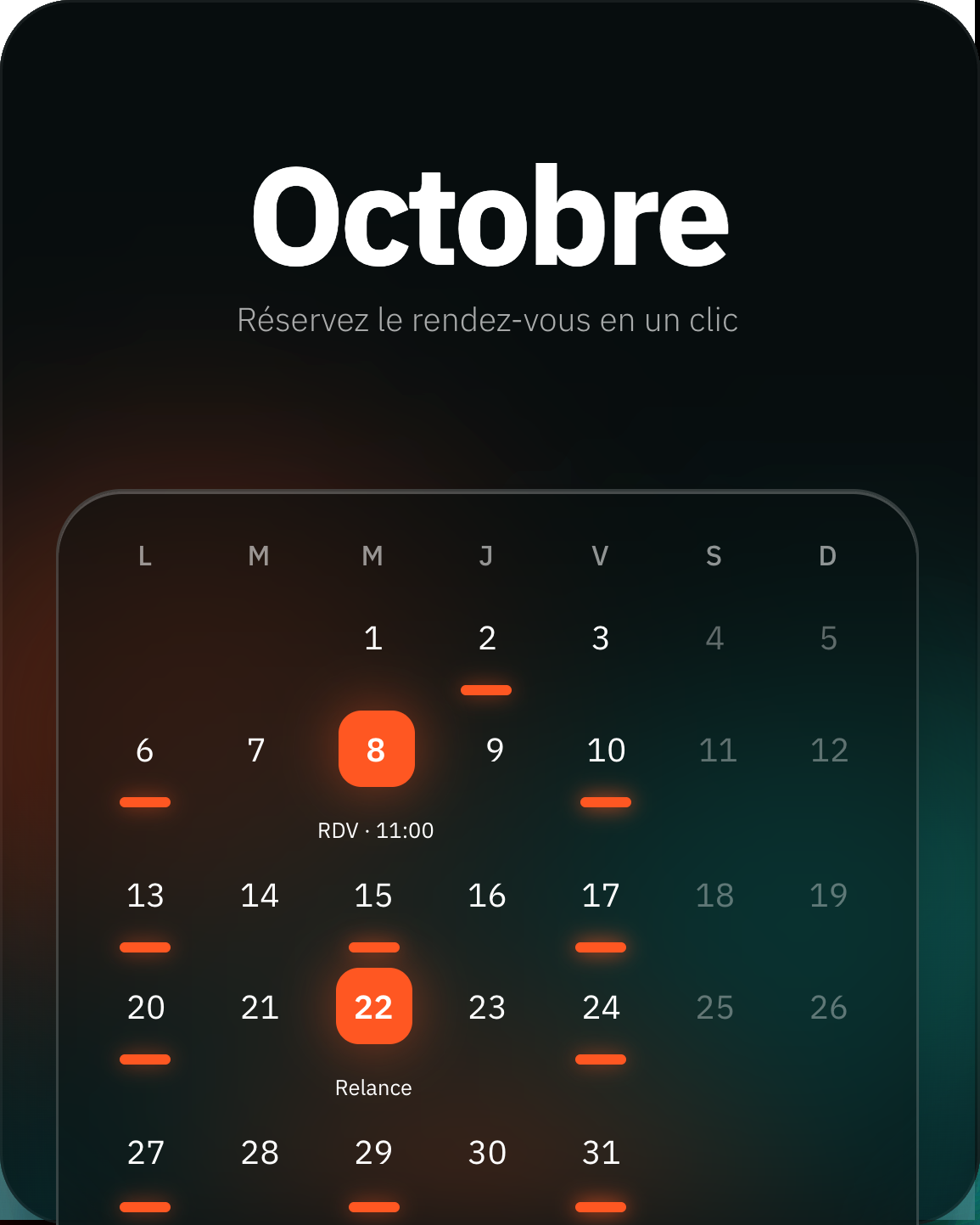 Calendrier et rendez-vous — créneaux dans le widget.
